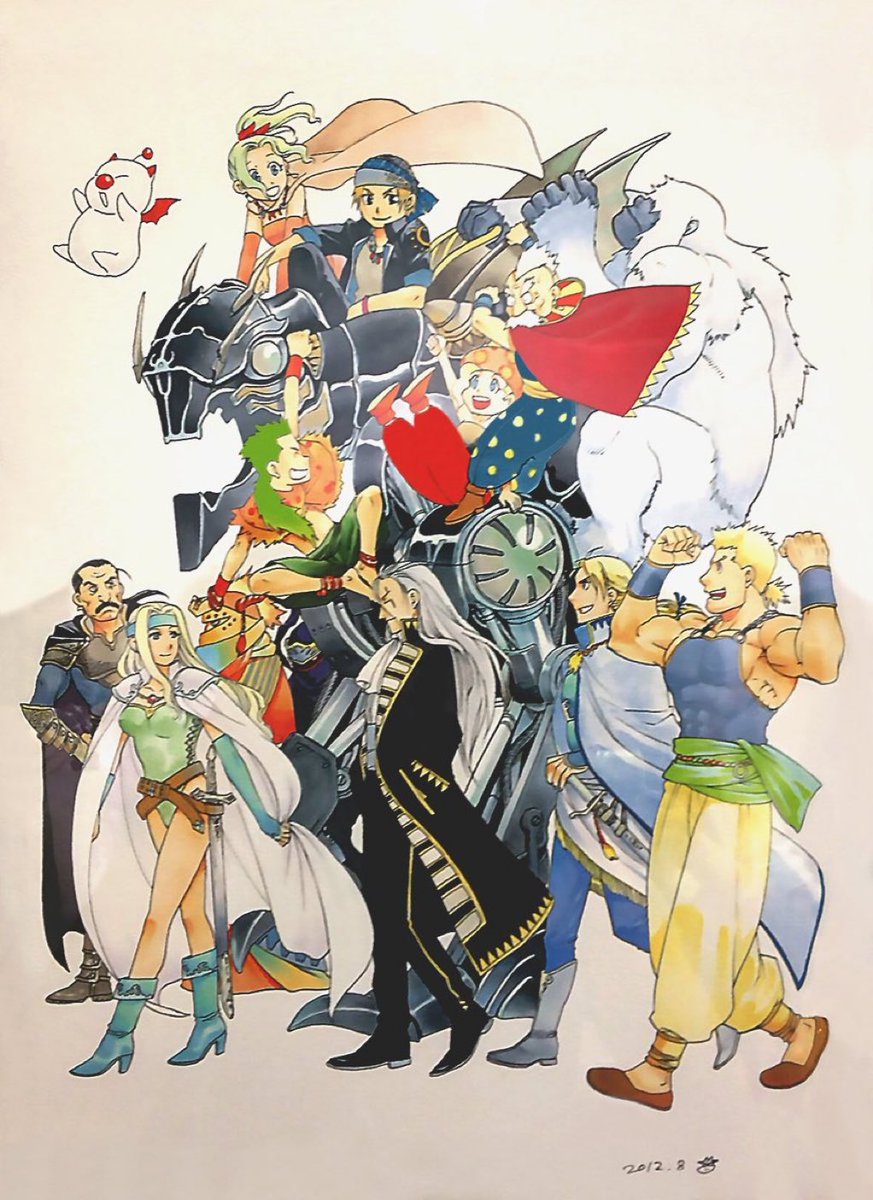 TheOtaking's tweet photo. The cast of "Final Fantasy VI" drawn by Hiromu Arakawa (Fullmetal Alchemist, Silver Spoon...) https://t.co/MCWMZ8iumL
