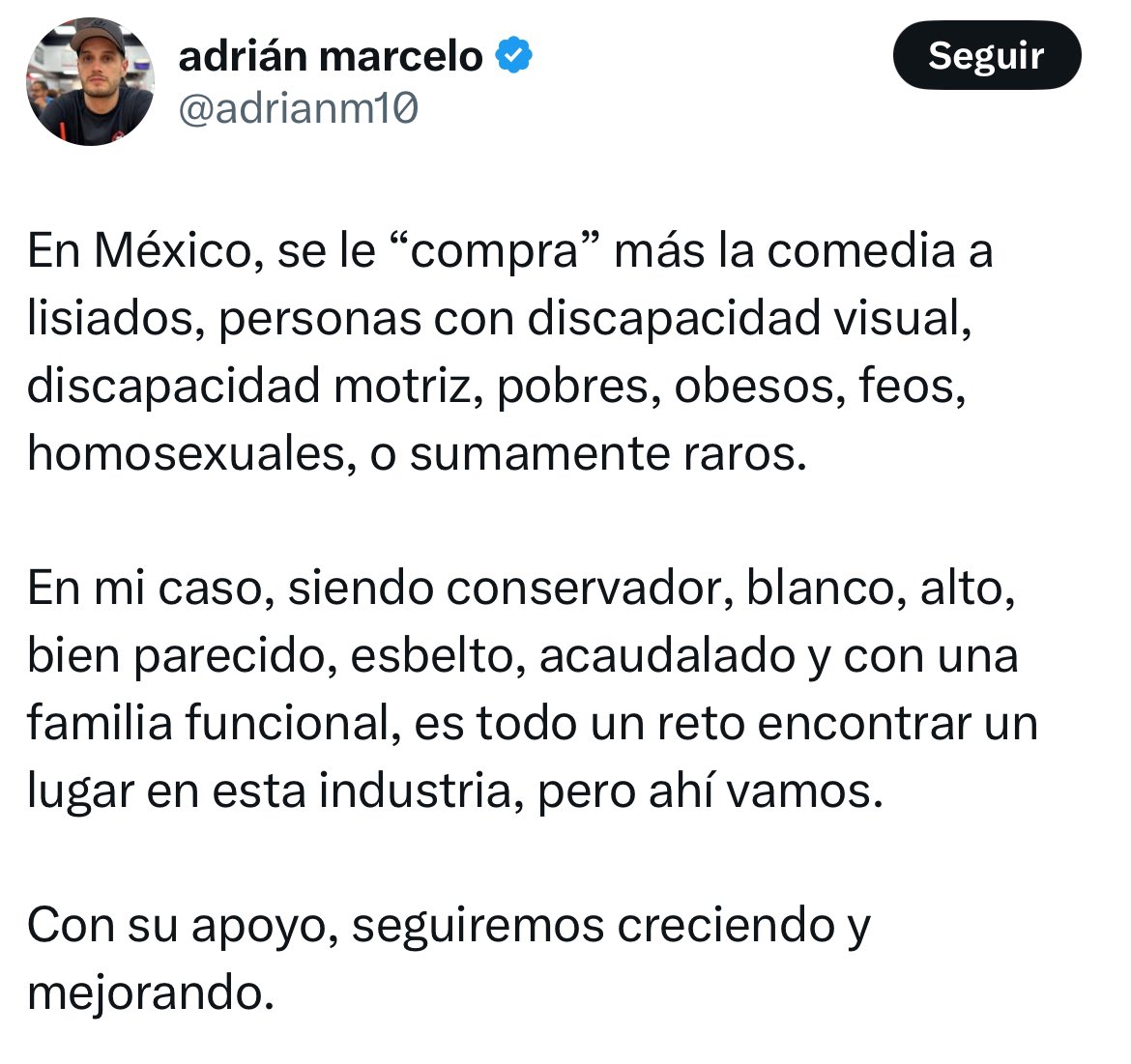 Irónicamente, esta es la primera cosa chistosa que le leo o escucho a esta persona.