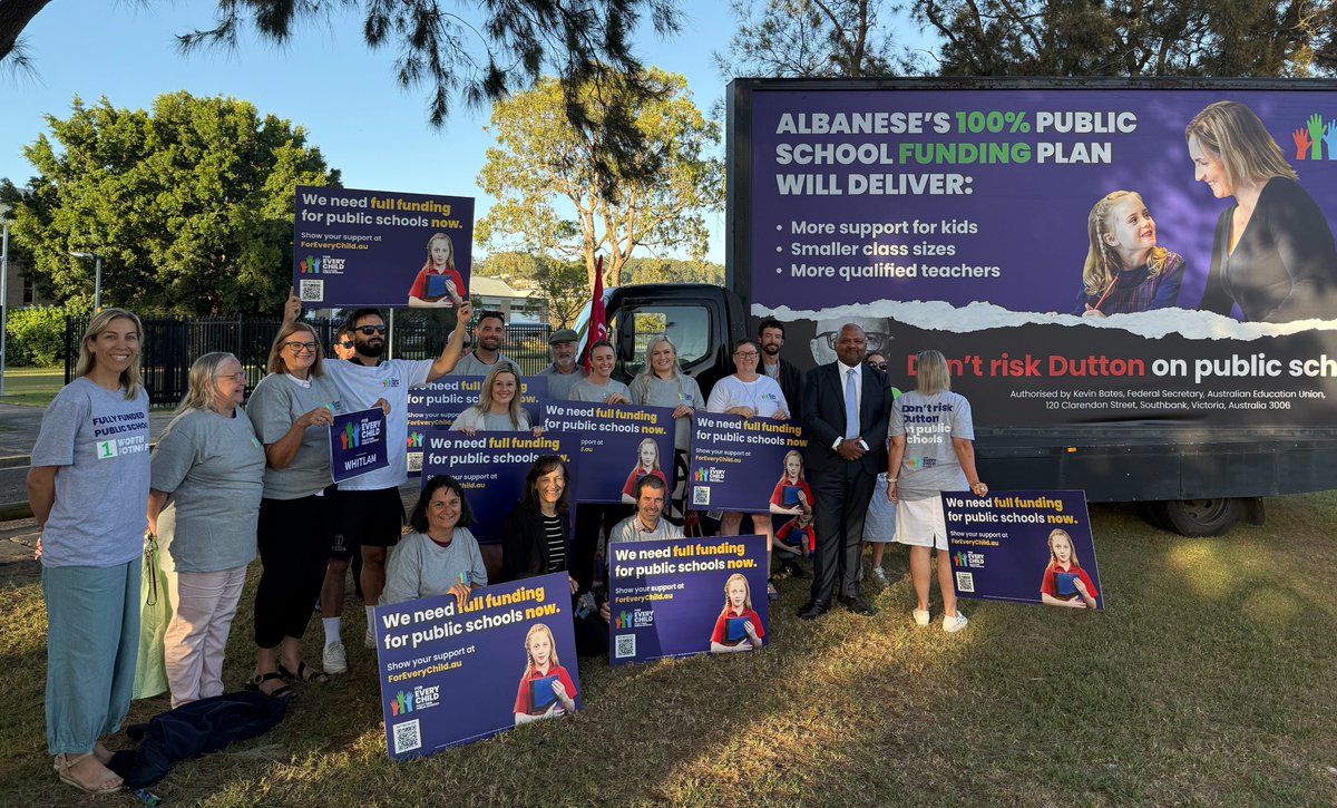 TeachersFed's tweet photo. NSW Teachers Federation President @henryrajendra’s road trip around the state continues today with visits to schools in the Illawarra where he was joined by local MP @StephenJonesMP. It's part of our campaign to protect funding for public schools #DontRiskDutton. https://t.co/XxxwiqA22C