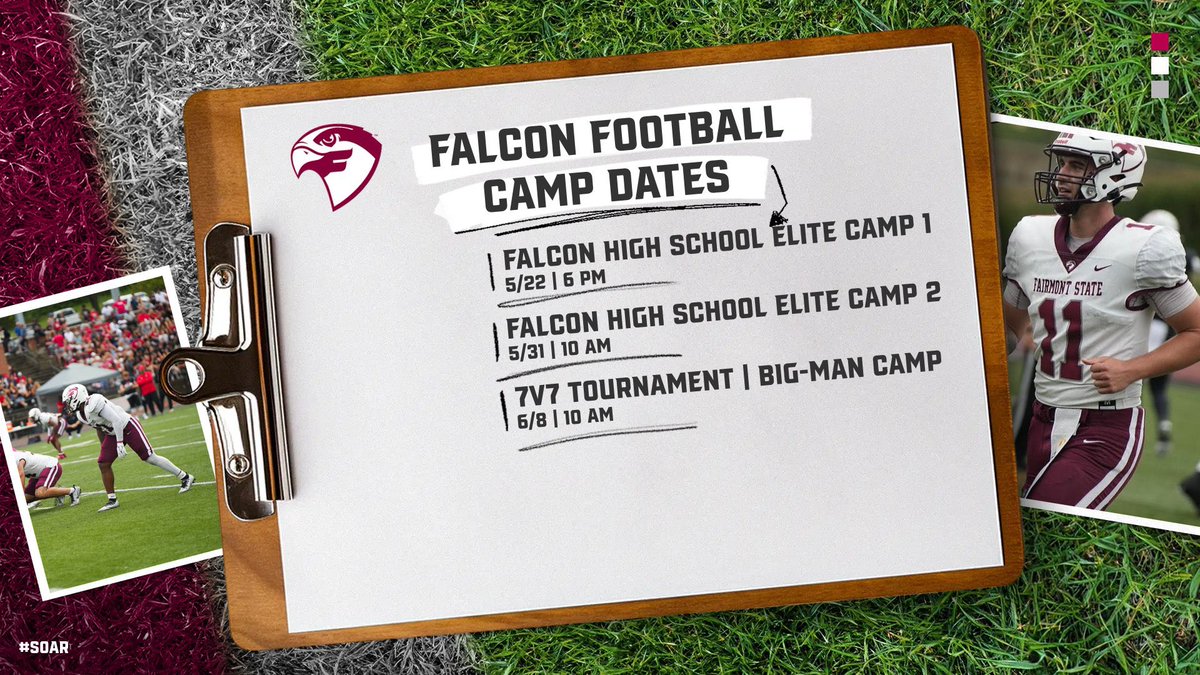 🚨Our Elite Camps are LIVE🚨
Come get evaluated and coached up by some of the best! Who’s ready to COMPETE👀👂🏾🫡
🚨HS Elite #1 
📅 May 22nd 
⏰ 6pm

🚨HS Elite #2
📅May 31st
⏰10am Registration 

🚨7on7 / Big Man Challenge 
📅June 8th
⏰10am Registration 
falconfootball.totalcamps.com/About%20Us
