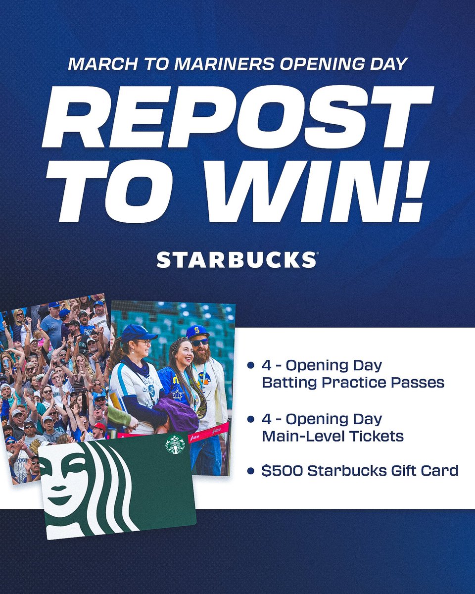 ☕ REPOST TO WIN ☕

We’re continuing the March to Opening Day, so our friends at <a href="/Starbucks/">Starbucks</a> are giving away Opening Day batting practice passes, four main level tickets and a $500 Starbucks gift card! Just hit repost for a chance to win.