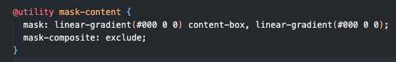 MoInnovates's tweet photo. @adamwathan I use it to hide the background of a button and only leave the border, great for animating the border with a conic gradient: https://t.co/A1Pi93SvQK
