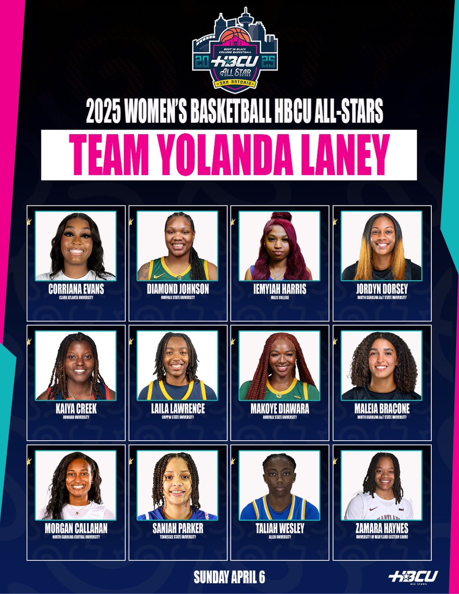 The 2025 Women’s Basketball HBCU All-Star Game Roster Has Been Announced 

The 1st Ever Women’s HBCU All-Star Game is Sunday April 6 in San Antonio, TX 

Tickets are on sale now: HBCUAllStarGame.com

 #hbcuallstargame #thebestinblackcollegebasketball