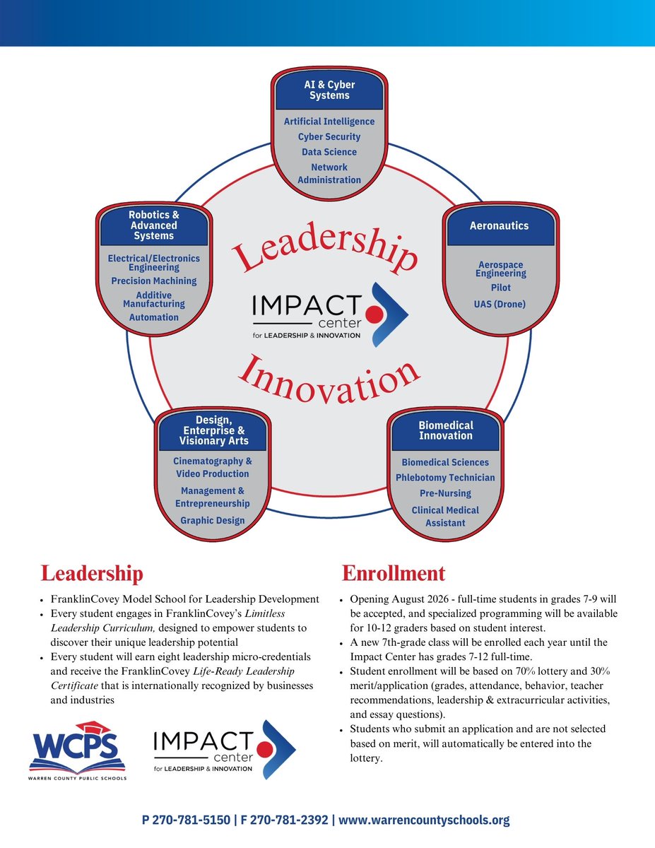 We’re thrilled to connect with our community through the IMPACT Center’s social media! 🎉 Check out our flyer to see the exciting opportunities coming to WCPS students. Don’t forget to follow us here and on Facebook for updates! 🚀 #IMPACTCenter #FutureReady #LeadershipInnovation