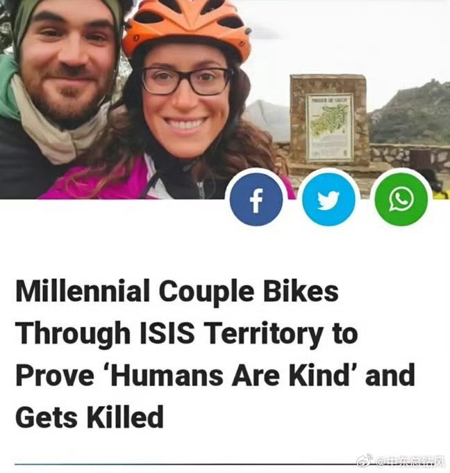A white couple were killed after cycling through ISIS territory to prove 'humans are friendly.'