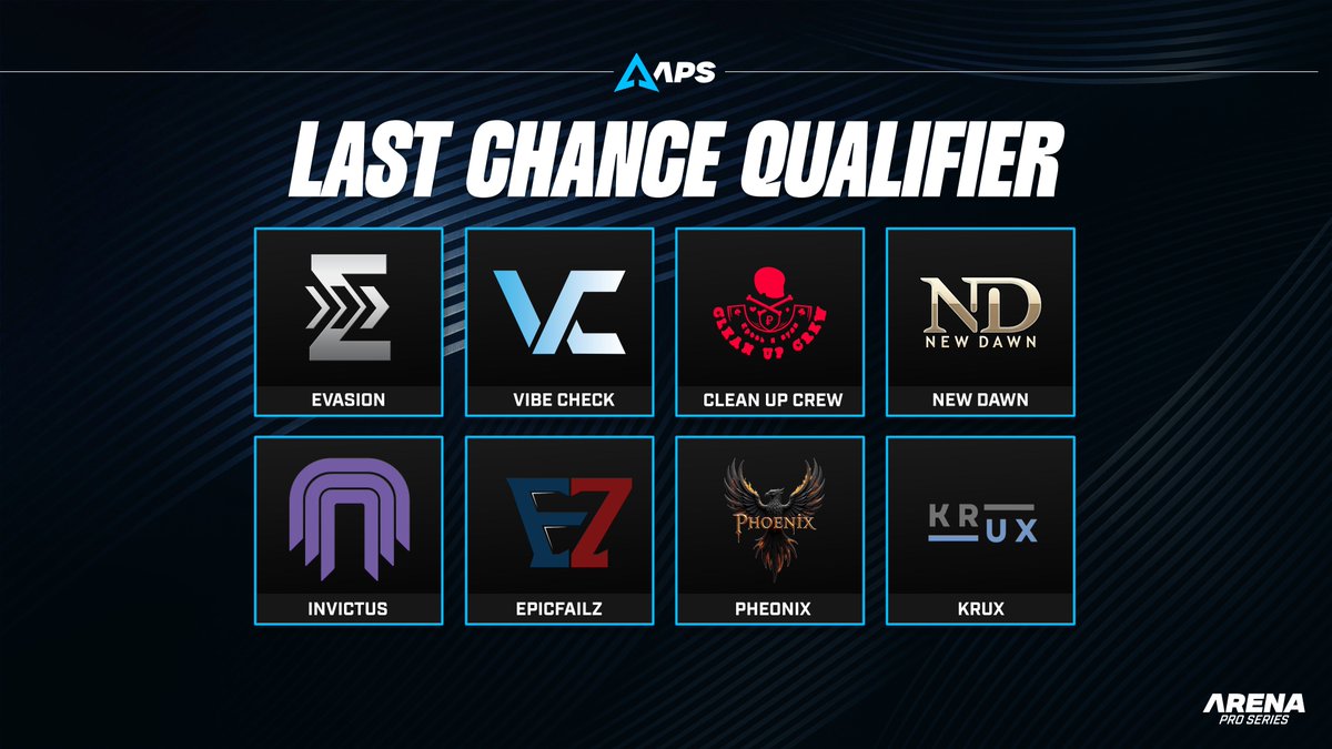 ArenaProSeries (@arenaproseries) on Twitter photo ANNOUNCING THE TEAMS FOR THE APS LCQ!
Eight teams will compete over March 28th to 30th, the top three teams will make it to the next APS tournament!
#TarkovArena <a href="/tarkovarena/">Escape from Tarkov: Arena</a> ANNOUNCING THE TEAMS FOR THE APS LCQ!
Eight teams will compete over March 28th to 30th, the top three teams will make it to the next APS tournament!
#TarkovArena <a href="/tarkovarena/">Escape from Tarkov: Arena</a>