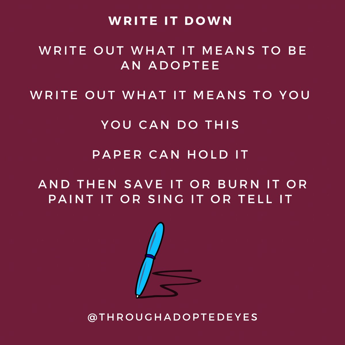 AdoptedEyes's tweet photo. Write it down—your thoughts, your feelings, what being an adoptee means to you. Let the paper hold it, and then do what feels right: maybe save it, burn it, paint it, sing it, or share it. Your story is yours to tell.

Thirty years ago this month, I became an adoptee. https://t.co/O2O6Rve8jV