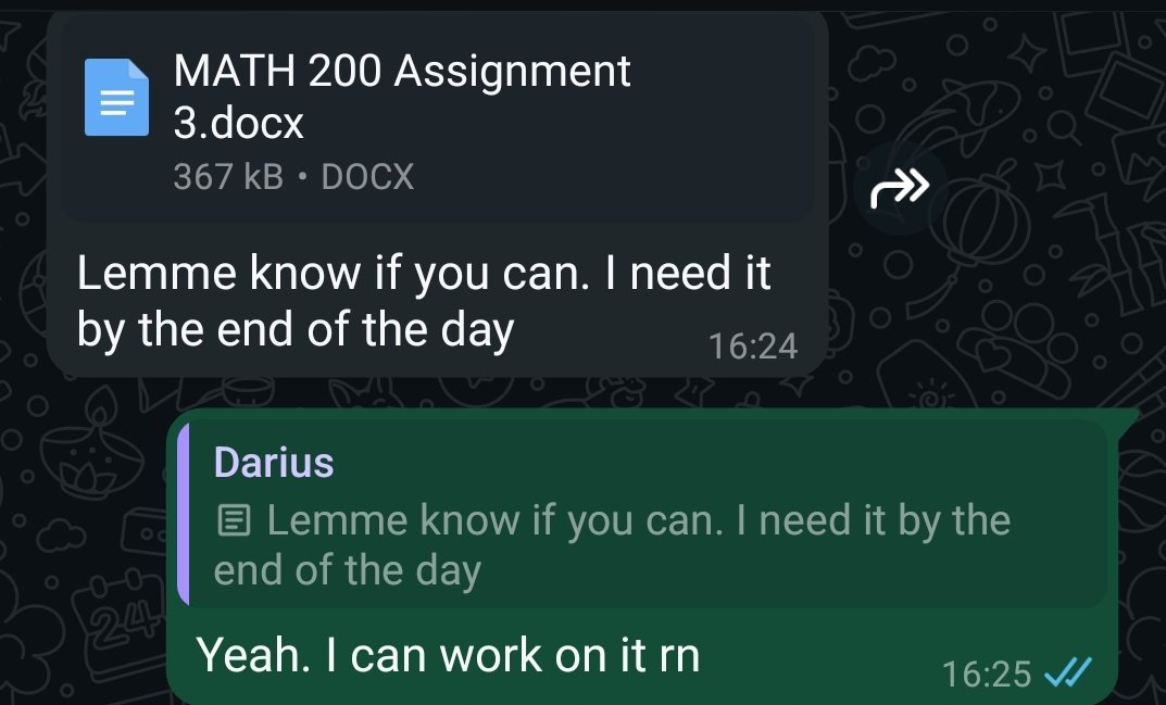 weya_warda's tweet photo. I always got you! Email me at weyawrites@gmail.com 

For math and sciences (STEM) papers and assignments.
Timely delivery accompanied by AI and plagiarism checks at request. https://t.co/t0lt5JF7CH