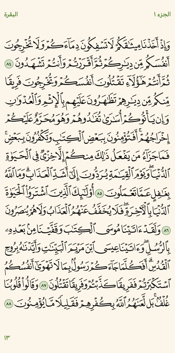 سورة البقرة 
الجزء الأول 
صفحة ١٣