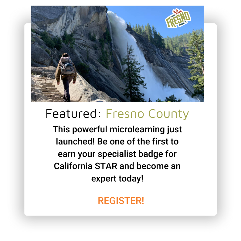 TravProMobile's tweet photo. Race you to the top to collect this badge...
Start today and become an expert on Fresno County! 
https://t.co/XSnuCsJtEU https://t.co/3xMYvNA2fr