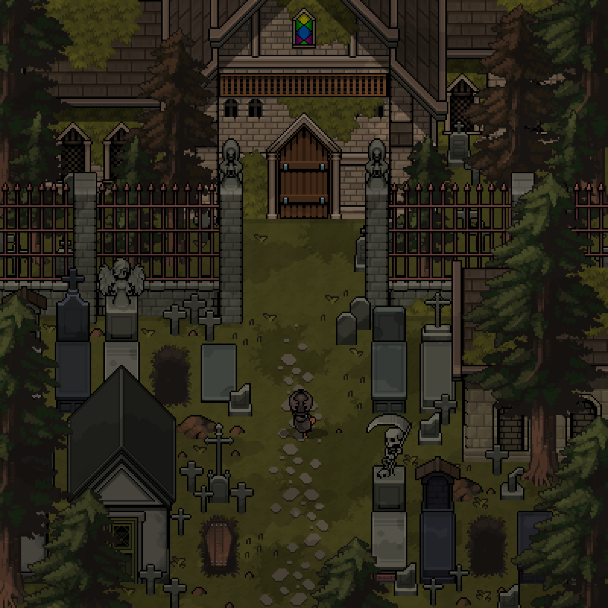 #pixelart Cemetery for "P"