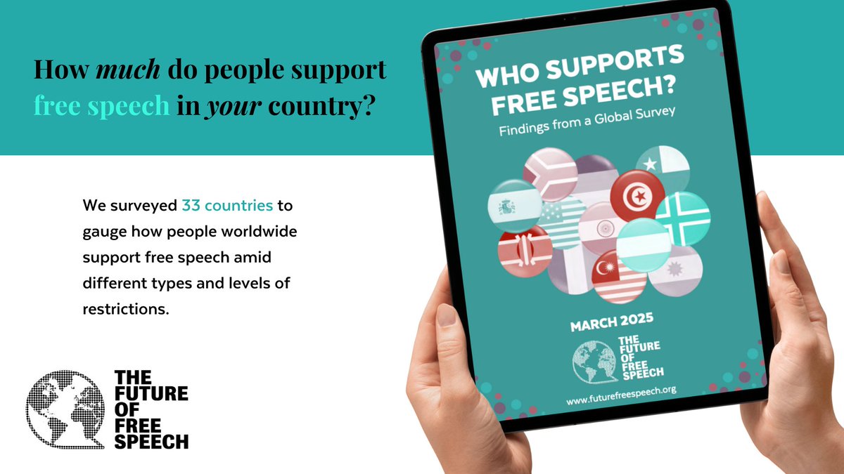 SpeechFuture's tweet image. 🚨We just released our survey on global attitudes toward free speech in over 30 countries. Here’s a sneak peek at some of the results 🧵⬇️⬇️⬇️