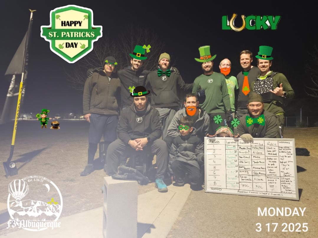 Happy St. Patrick's Day!!! Had a great themed workout this morning

#f3nation #StPatricksDay2025