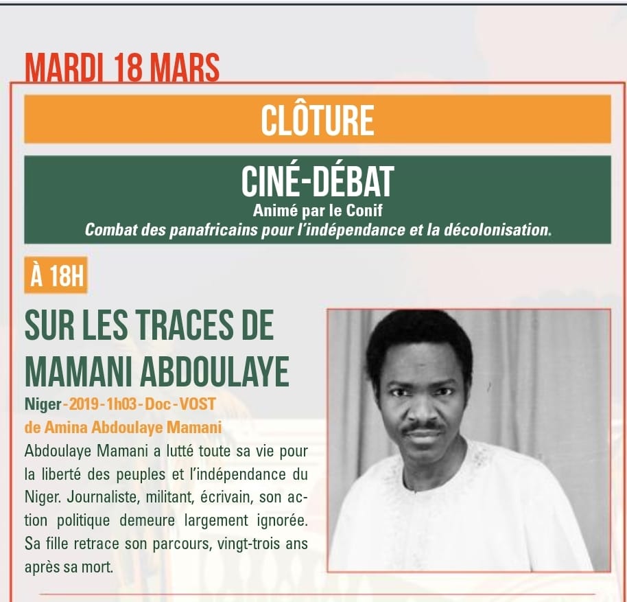 ConifNiger's tweet photo. Soirée de clôture du Festival des Cinémas d'Afrique de Grenoble Saint Martin d'Hères avec "sur les traces de Mamani Abdoulaye" en collaboration avec le @ConifNiger  ce mardi 18 mars 2025. https://t.co/pgJs8UPZ5C