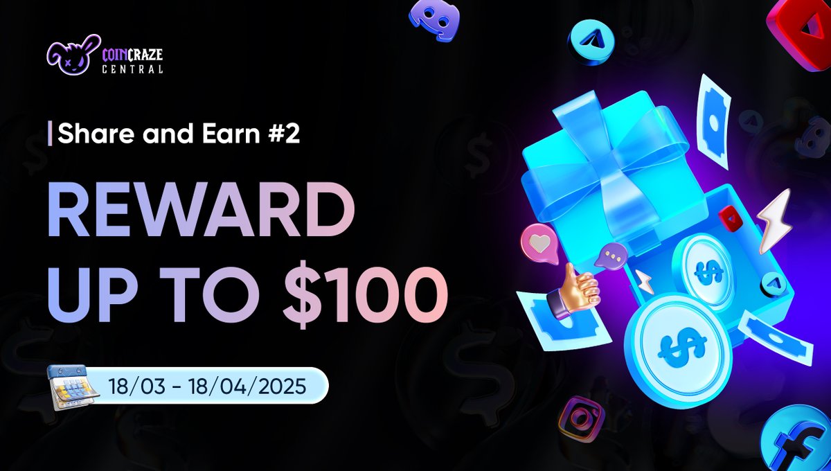 CoinCrazeCen's tweet photo. 📢 Share about CoinCraze Central on SNS #2 | Total Rewards up to 100 USDT 🔥
⏰ Event Duration: Mar 18 - April 18
❓ How to Join?
1. Create a post about CoinCraze on Twitter, tag @Coincrazecentral, and use these hashtags: #coincrazecentral #top1community #communityairdrop #airdropcrypto #tradingbotcrypto
2. Share your post with the Global Community at https://t.co/muRtKUcctB
3. Submit your post link in the event post comments: https://t.co/M5k2yWhwOI
🔥 Reward🔥
💰100 USDT will be distributed among the 10 most engaging posts!
💲 Bonus 200 CCC Points for each valid participant.
📶Detail: https://t.co/M5k2yWhwOI
Connect with Us
🌎 Website: https://t.co/dzonClfLQ5
🔹 Community Chat: https://t.co/muRtKUcctB
🔹Telegram: https://t.co/1qD7PNkrEo
🔹 X: https://t.co/8wntf3RSL2
🔹 YouTube: @coincrazecentral.official
📧 Customer Support: support@coincraze.co
#Airdrop #CCC #coincrazecentral #airdropcoin