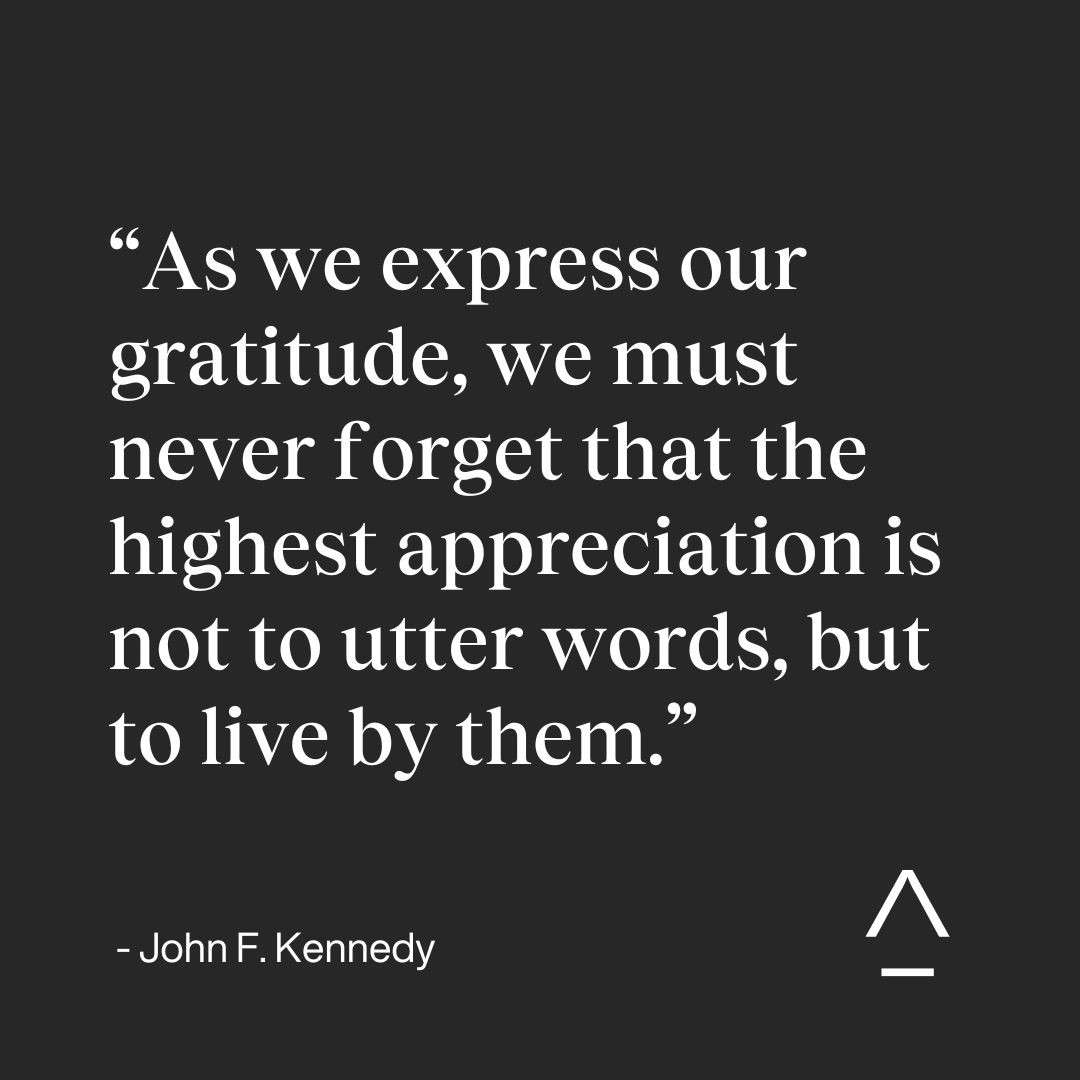 The importance of sincere action rather than mere words when expressing gratitude.