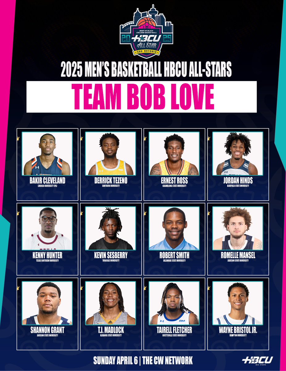 HBCU All-Star Game (@hbcuallstargame) on Twitter photo The 2025 Menโs Basketball HBCU All-Star Game Roster Has Been Announced 
The 4th Annual Menโs  HBCU All-Star Game is Sunday April 6 in San Antonio, TX 
Tickets are on sale now: HBCUAllStarGame.com
 #hbcuallstargame #thebestinblackcollegebasketball The 2025 Menโs Basketball HBCU All-Star Game Roster Has Been Announced 
The 4th Annual Menโs  HBCU All-Star Game is Sunday April 6 in San Antonio, TX 
Tickets are on sale now: HBCUAllStarGame.com
 #hbcuallstargame #thebestinblackcollegebasketball