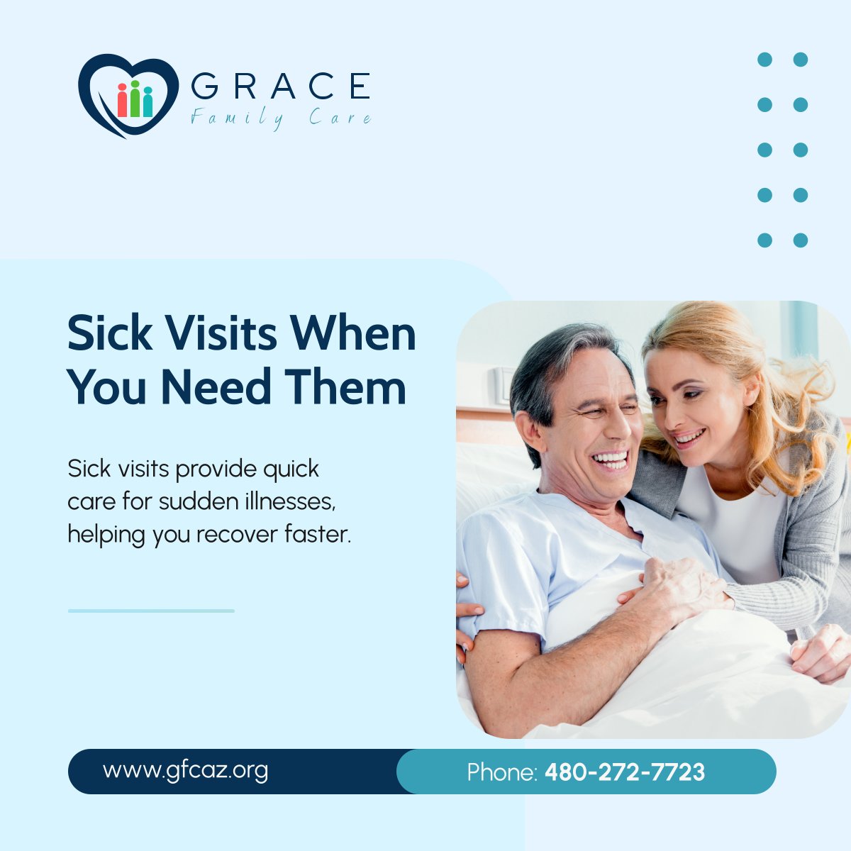 GraceFCare's tweet photo. Feeling unwell? Don’t wait—sick visits offer timely treatment for sudden illnesses, keeping you on track for a speedy recovery. Schedule your appointment today! 

#PhoenixAZ #HealthcareServices #SickVisit https://t.co/jVhoBrhAfU