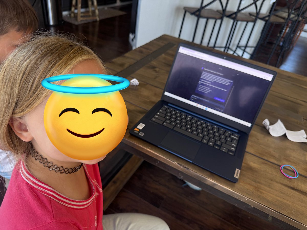 bethanyjbabcock's tweet photo. My 9 year old thought it would be fun to make an app using Replit after school and asked that I share it.  

The voice is her voice 😍🥰.

She made an app to help memorize Bible verses.  She did it 100% alone until it was time to publish and I had to help with that. 

Her favorite part was describing the little mascot. 

She said she will add new verses tomorrow. I told her I was pretty sure we could automate that.

Link in the comments