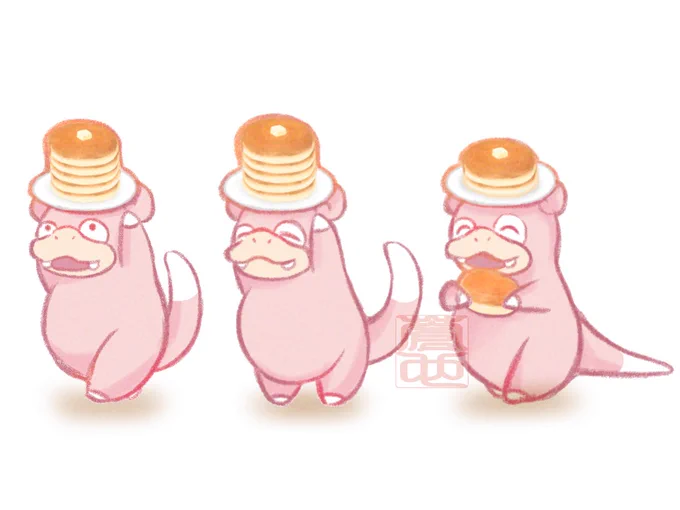 ホットケーキを運ぶヤドン 