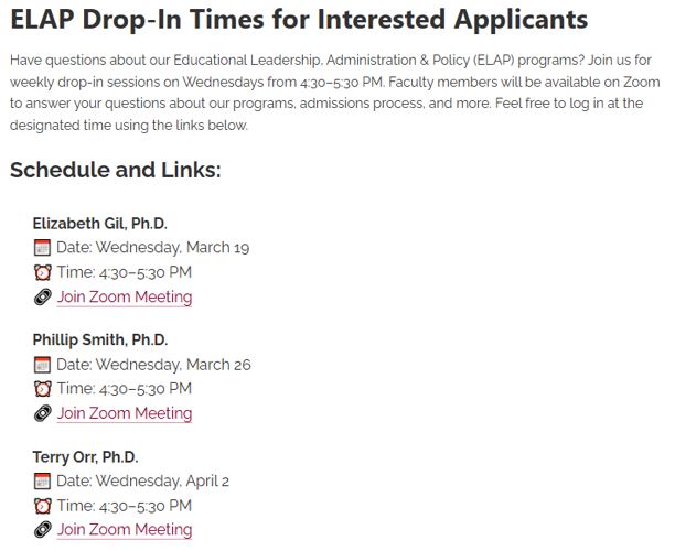 Dr. E. Gil (@egil2016) on Twitter photo Do you have questions about <a href="/FordhamGSE/">FordhamGradEducation</a> Educational Leadership master’s and doctoral degree programs? Join us for one of our upcoming drop-in hours with one of our faculty members. #LeadershipMatters #EducationalLeadership #SBL <a href="/FordhamNYC/">Fordham University</a>
fordham.edu/graduate-schoo… Do you have questions about <a href="/FordhamGSE/">FordhamGradEducation</a> Educational Leadership master’s and doctoral degree programs? Join us for one of our upcoming drop-in hours with one of our faculty members. #LeadershipMatters #EducationalLeadership #SBL <a href="/FordhamNYC/">Fordham University</a>
fordham.edu/graduate-schoo…