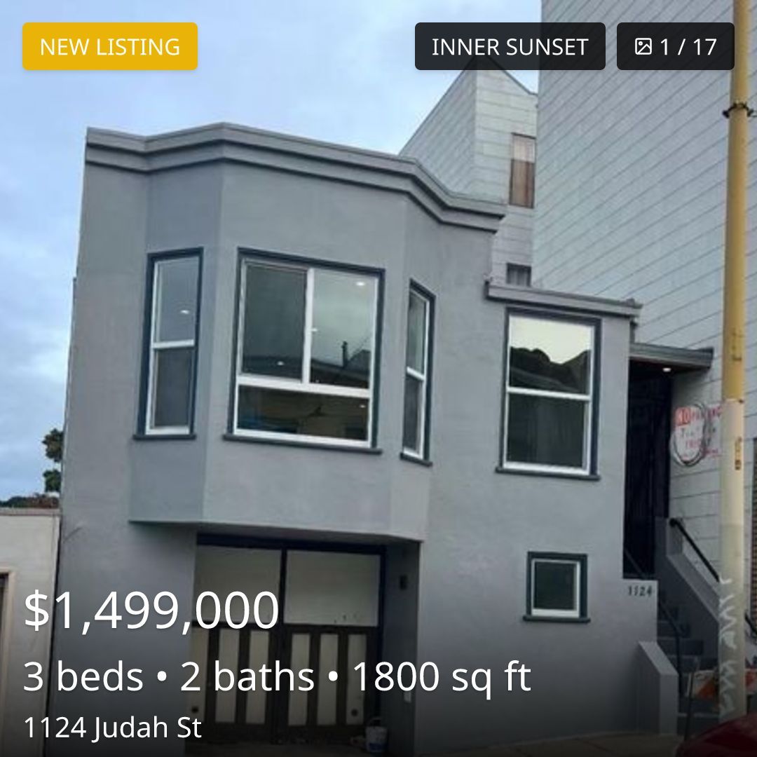 listing_feed's tweet image. 🏠 New Listing in SF

1124 Judah St, San Francisco, CA 94122

$1,499,000 · 3 beds · 2 baths · 1,800 sqft

Inner Sunset

View listing details: listingfeed.com/listing/1124-j…

SF listing activity: listingfeed.com/activity

#InnerSunset #for_sale #sf #sanfrancisco #sfhomes #sfre #bayarea