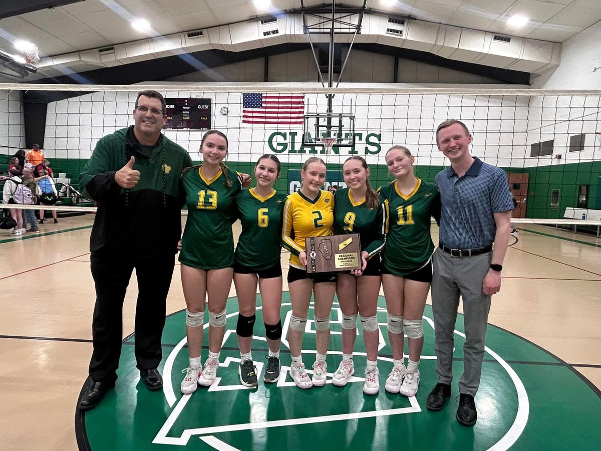 NevillsMr's tweet photo. We are headed back to State on Friday! Proud of these young ladies and love that they always include @JohnPalan and I for a group pic. Great athletes but even better humans. Let’s bring home a trophy! https://t.co/pbp0QqyLLd