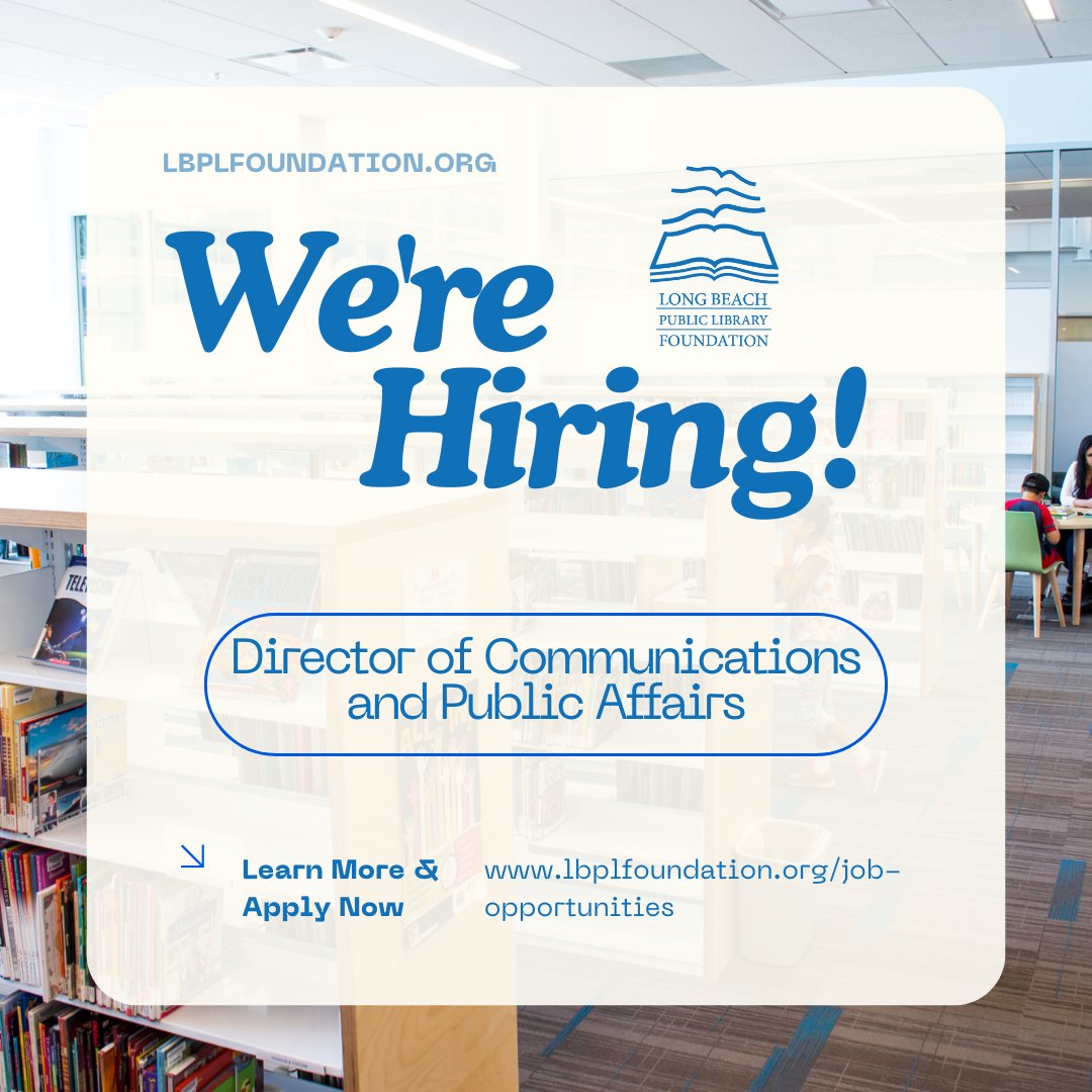 We're Hiring!

Apply by April 11, 2025! Visit our website for the full job description and application instructions: l8r.it/2mTS