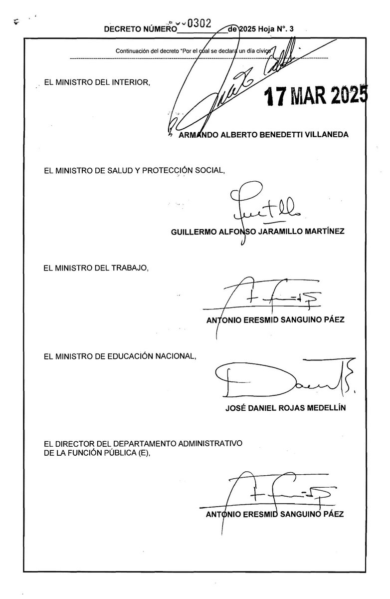 #ALaCalleEste18

Entérese del Decreto 302 del 17 de Marzo de 2025 de <a href="/petrogustavo/">Gustavo Petro</a> Presidente de #Colombia.

TODA COLOMBIA UNA SOLA BANDERA POR LAS REFORMAS DEL CAMBIO. MAÑANA 18 DE MARZO DE 2025. #18MALasCalles.