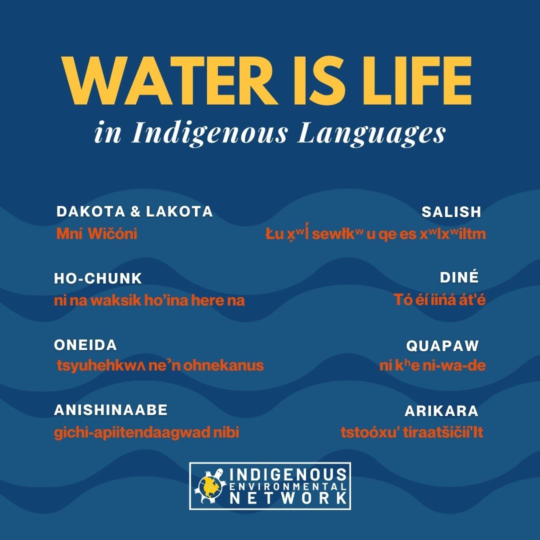 💧 Water is life 💧
For Indigenous Peoples, protecting water means protecting entire ecosystems, languages, and ways of life. When our waters thrive, so do our lands, our relations, and our languages—because biodiversity and linguistic diversity are deeply connected. 

Colonial