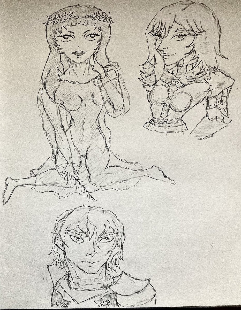 JMMartist's tweet photo. "For a warrior, nothing is more enjoyable than being able to cross swords with a formidable enemy." Tonight I sketched Grunbeld, Bénédicte, Sigur, Edvard! ⚔️🗡️ 𒌐 Never read the Berserk Novel of Grunbeld heard it wasn’t well received but will give it a chance!😊#Berserk #grunbeld https://t.co/X2pIYVsPSh
