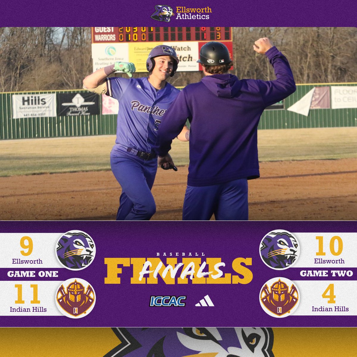 𝘌𝘷𝘦𝘯 𝘥𝘳𝘢𝘸 𝘪𝘯 𝘊𝘦𝘯𝘵𝘦𝘳𝘷𝘪𝘭𝘭𝘦⚾️

Baseball takes the nightcap from Indian Hills behind not one, or two, but 𝐭𝐡𝐫𝐞𝐞 home runs from Boston Doeschot. The Panthers are currently slated to host No. 19 Kirkwood this Saturday for the home opener.

#NJCAABaseball