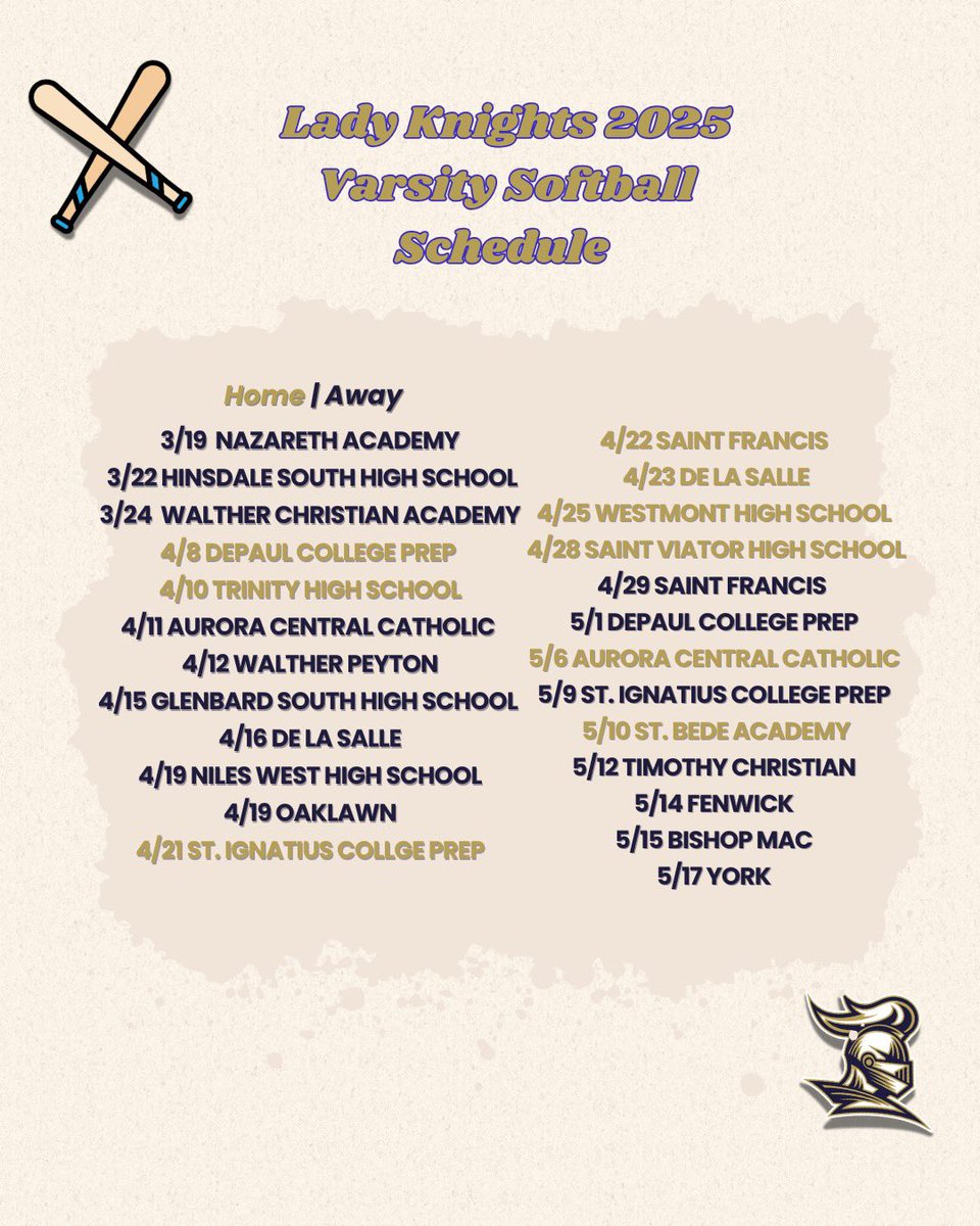 Lady Knights Varsity Schedule! Visit schools.snap.app/ic/athletics/s… to stay updated! Go Knights 💙