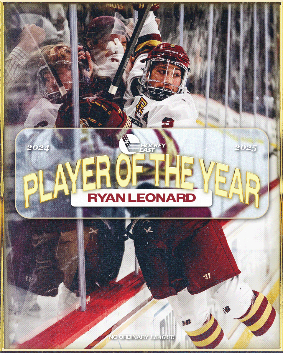 hockey_east's tweet photo. The 2024-2025 #HockeyEast Player of the Year: 

Ryan Leonard | @BC_MHockey 

As voted on by the head coaches of the Association 🗳️ https://t.co/vOSYme9YvZ