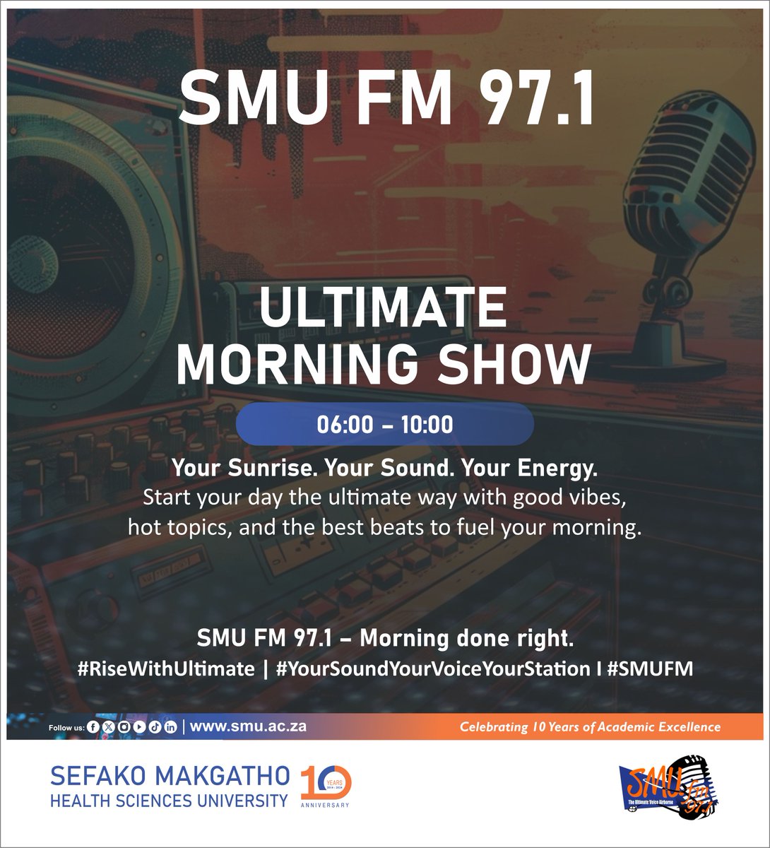 smufm971's tweet image. Good morning, movers and shakers! ☀️ Tune in for the biggest hits, top-notch motivation, and a vibe to fuel your Tuesday hustle. Let’s go! 🚀

#RiseWithUltimate #TuneInTuesdays #MarchVibes #YourSoundYourVoiceYourStation