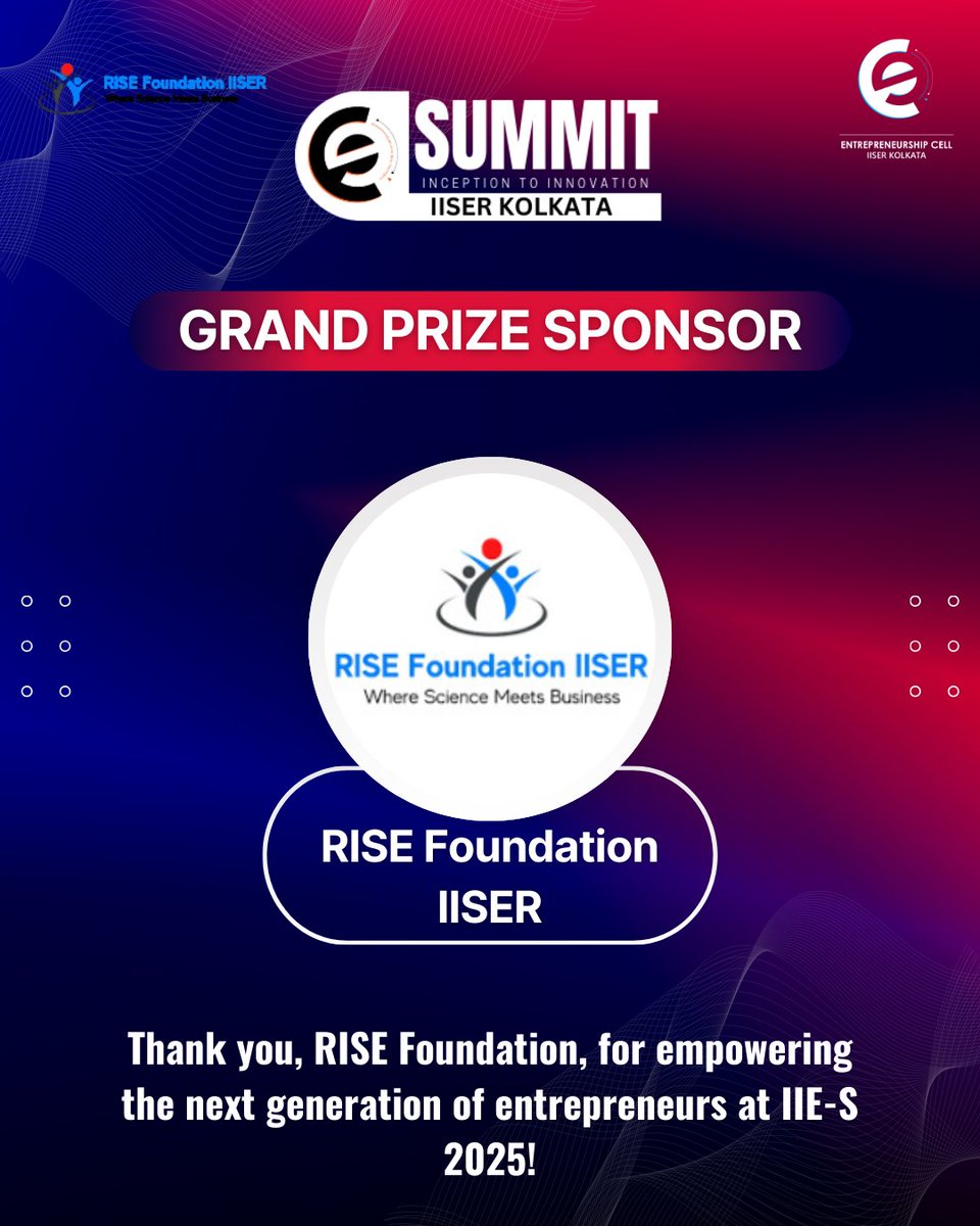 ecelliiserk's tweet image. 🌟 Big News!

We are honored to have RISE Foundation as the Grand Prize Sponsor of IIE-S 2025! Their support empowers innovators, entrepreneurs turning research into real-world impact.

Together, we’re building the future of deep-tech! 🚀

#IIES2025 #RISEFoundation  #ecelliiserk