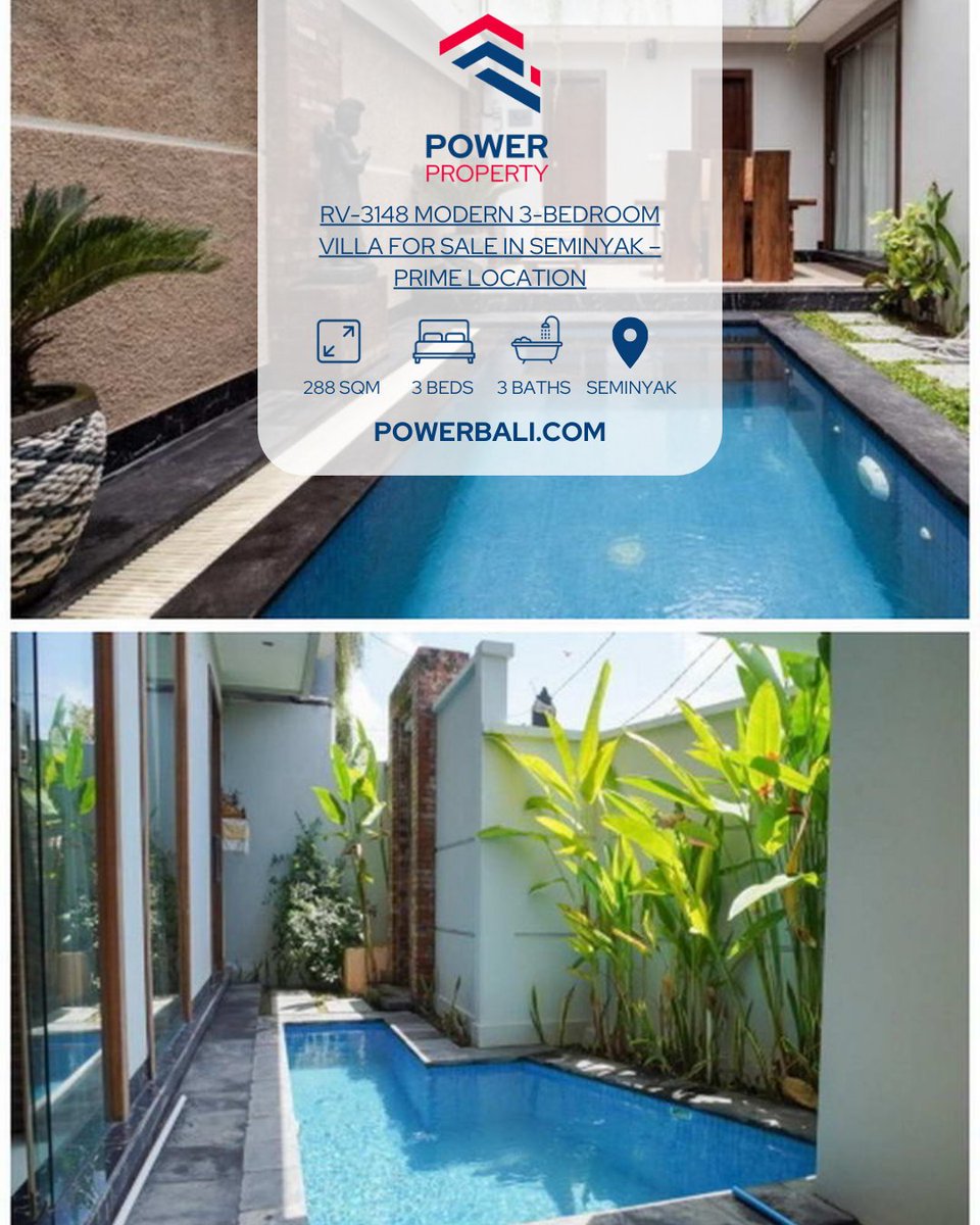 xpbali's tweet photo. RV-3148 Modern 3-Bedroom Villa for Sale in Seminyak – Prime Location
#baliproperty #BaliInvestment #buyvillabali #Balirealtor #propertyinvestment #luxuryhomes
https://t.co/zzhqaaPnVb https://t.co/7MuUp2qlqw