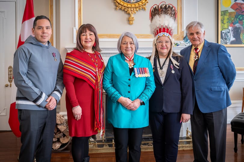 Today, I was greatly honoured to receive King Charles III Coronation Medal from the Governor General of Canada and Representative of His Majesty the King Mary Simon alongside President Natan Obed of ITK, and President Victoria Pruden of the MNC.