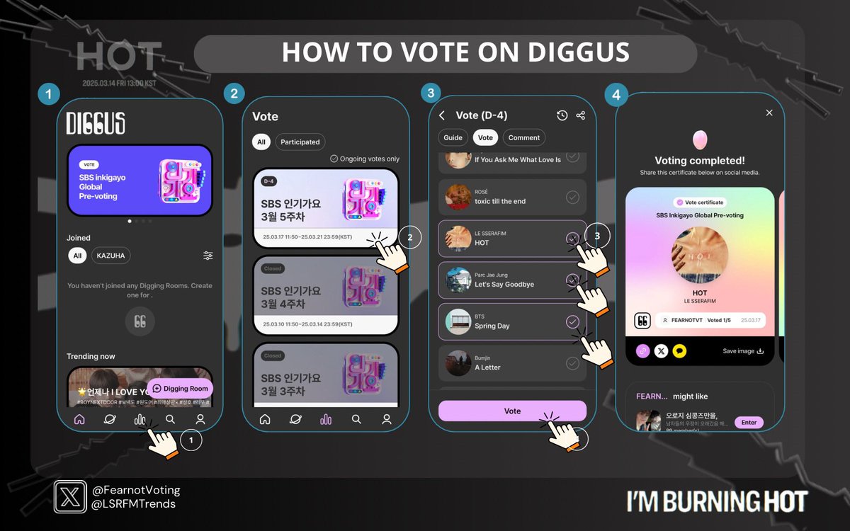 RT DEAL | Inkigayo Pre-vote
— for #LE_SSERAFIM

🎁 10 votes

🛒 100 pre-votes/day
💵 20 pre-votes = $1 / 15K IDR

Rules:
- follow <a href="/rtdovote/">RTDO VOTES</a>
- like &amp; rt this tweet (min: 150) and pin 📌
- drop proofs (min: 80)

ends 24 hours !! good luck!!