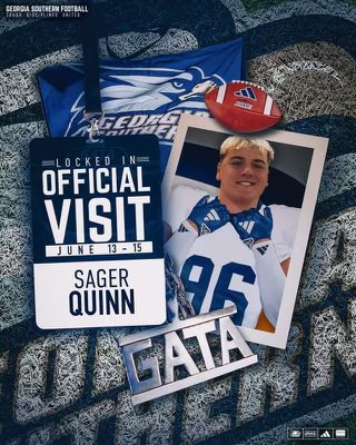 SagerQuinn's tweet image. I’m excited to say I have my Office Visit set up with @GSAthletics_FB @TheSamuraiCoach @CHSJacketsFB @On3Recruits @NwGaFootball @RecruitGeorgia