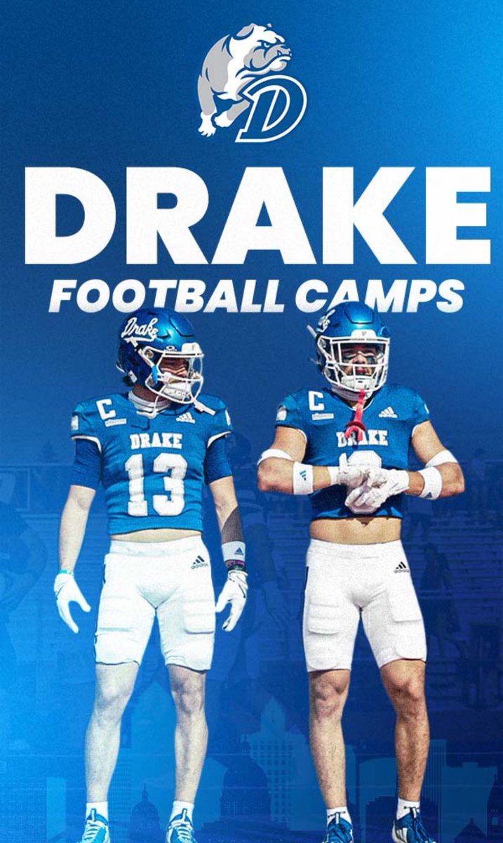 Thank you <a href="/Coach_VasquezAJ/">A.J. Vasquez</a> and <a href="/DrakeBulldogsFB/">Drake Football</a> for the invite and opportunity to compete at your Prospects Camp this summer!
