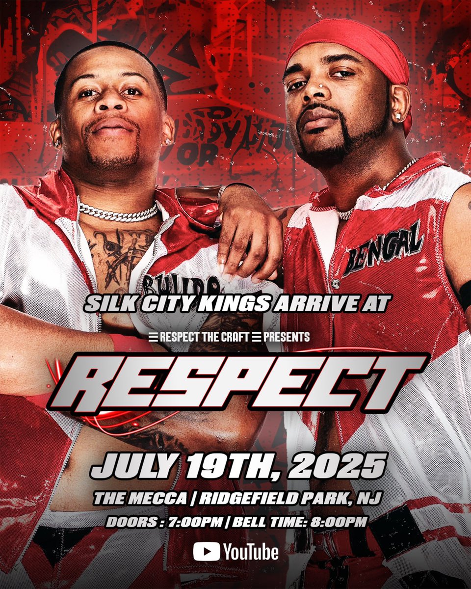 Ray Sanchez (@thertcpod) on Twitter photo ICYMI ๐ฃ๐ฃ๐ฃ
As announced earlier tonight โThe Silk City Kingsโ <a href="/KennyBengal/">Bengal ๐
</a> & <a href="/big_dogzilla16/">Ray Pittman ๐คผ๐</a> will be in action live at Respect The Craft Presents #RESPECT
๐๏ธ GET YOUR TICKETS NOW:
( tinyurl.com/RESPECT25 )
Saturday July 19th
106 Bergen Ave
Ridgefield Park, NJ
#RESPECT ICYMI ๐ฃ๐ฃ๐ฃ
As announced earlier tonight โThe Silk City Kingsโ <a href="/KennyBengal/">Bengal ๐
</a> & <a href="/big_dogzilla16/">Ray Pittman ๐คผ๐</a> will be in action live at Respect The Craft Presents #RESPECT
๐๏ธ GET YOUR TICKETS NOW:
( tinyurl.com/RESPECT25 )
Saturday July 19th
106 Bergen Ave
Ridgefield Park, NJ
#RESPECT