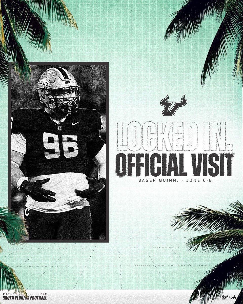SagerQuinn's tweet image. I’m blessed to have an officially visit scheduled with @USFFootball @DLineKP @Coach_KCH @CHSJacketsFB @RecruitGeorgia @On3Recruits @NwGaFootball #WAC
