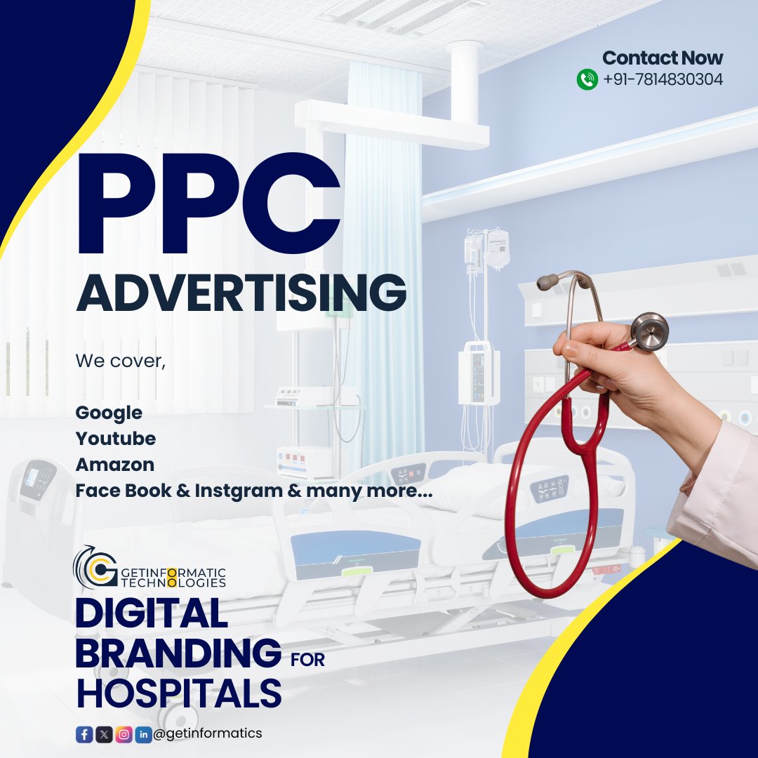GetInformatics's tweet image. At #GetinformaticTechnologies, we specialize in crafting high-impact Pay-Per-Click (#PPC) #advertisingcampaigns tailored specifically for #hospitals.

Contact us today for a free #PPC consultation and start connecting with #patients like never before! +91-7814830304