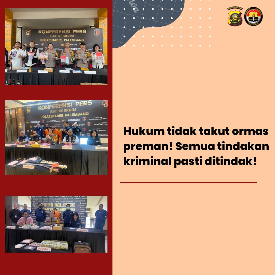 #Repost <a href="/Spktpolrestabes/">SPKT POLRESTABES PALEMBANG</a>
Hukum tidak takut ormas preman! 

Semua tindakan kriminal pasti ditindak.

Bantuan Polisi Wa No 081370002-110 

@divisihumaspolri <a href="/multimedia/">MultiMedia Services</a>.humaspolri @listyosigitprabowo @polisi_indonesia @polisi_sumsel <a href="/multimedia/">MultiMedia Services</a>.poldasumsel @kapolda_sumsel