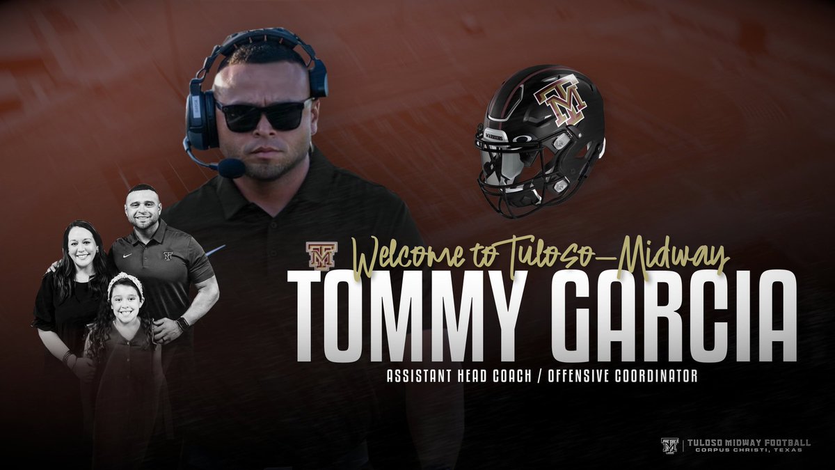 We are  excited to welcome our new Offensive Coordinator and Assistant Head Coach <a href="/CoachGarcia_51/">Tommy Garcia</a> to the Tuloso-Midway football program! His leadership and passion will elevate our offense and inspire our student-athletes. Reuniting with such a great coach makes it even better!