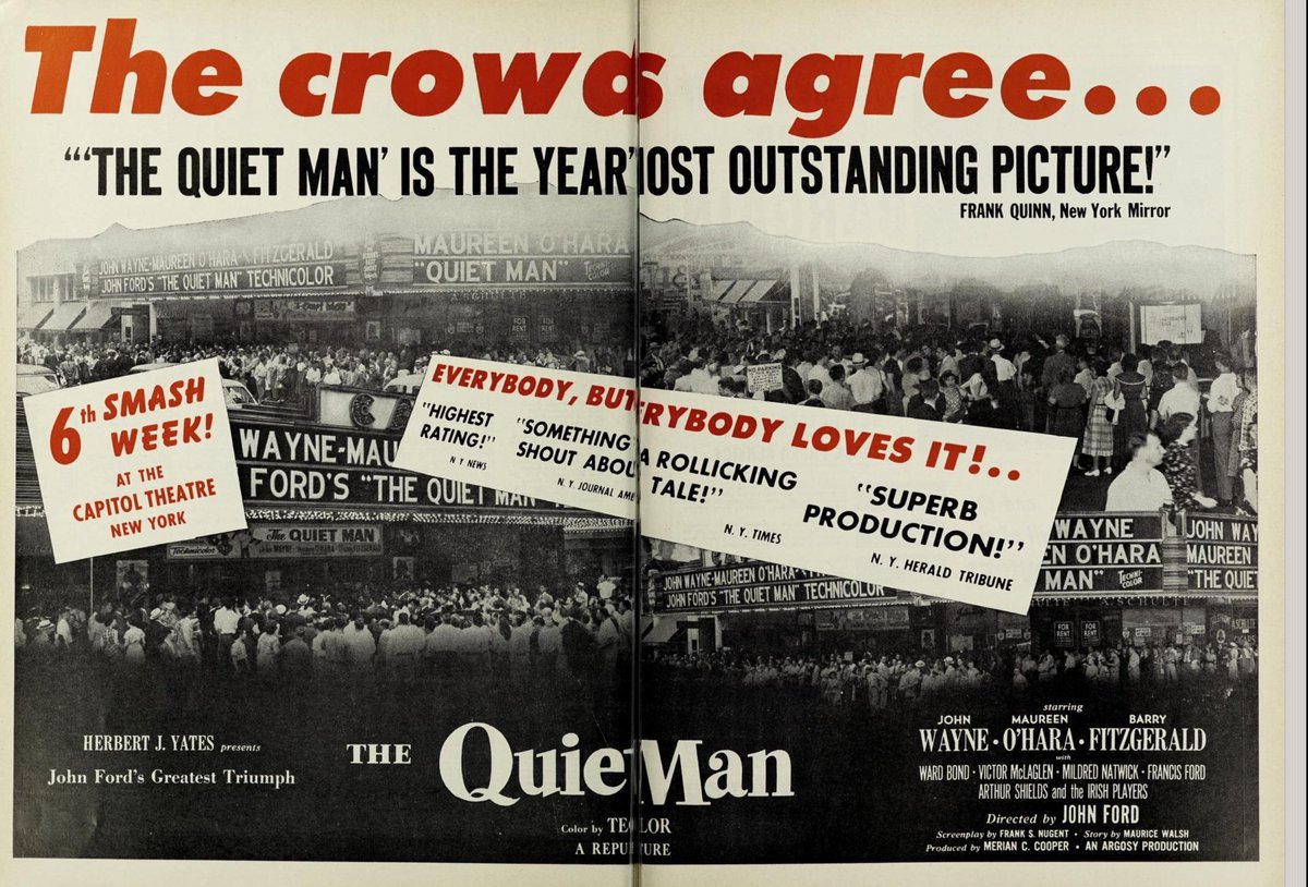 WallaceReid_'s tweet photo. 1952 THE QUIET MAN, a hit when it came out and just as popular today @tcm #tcmff2025 @NextOnTCM @ChineseTheatres https://t.co/TMhi3DBo0f