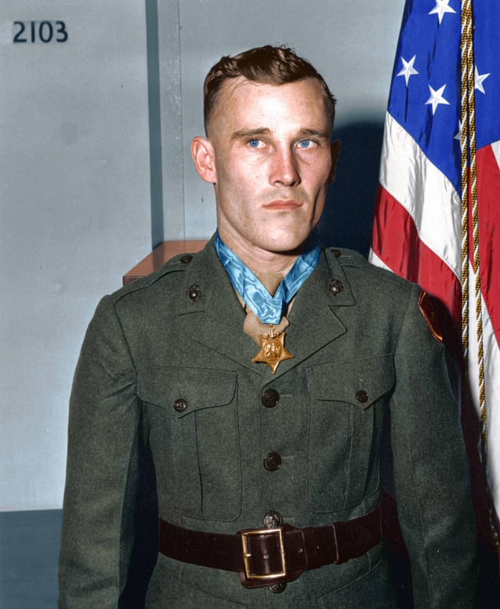 Pvt. Wilson Watson of the 3rd Marine Division single-handedly ended 60 enemy soldiers, enabling his platoon to advance, and earning him the name "One-Man Regiment of Iwo Jima"

He would receive the MOH for his heroism. 🇺🇸