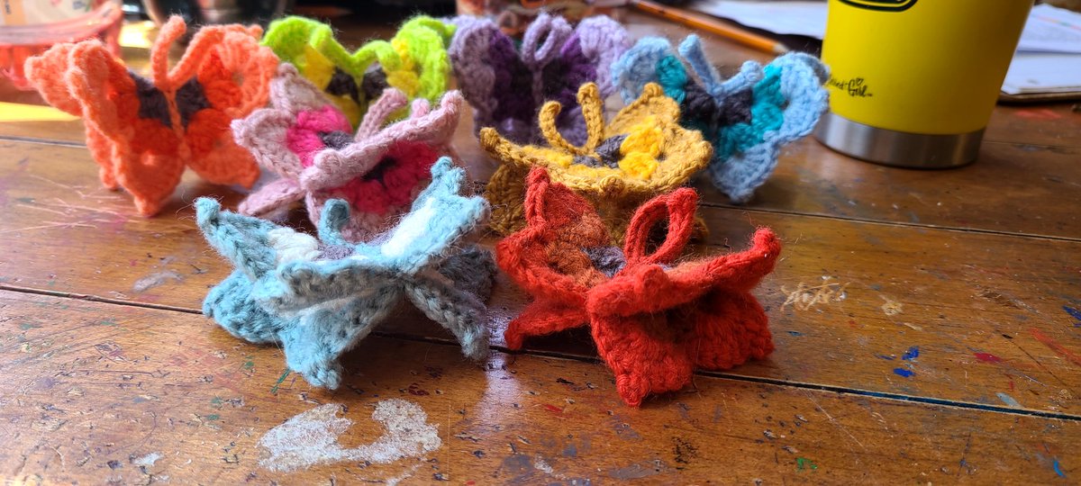 JessicaCulling2's tweet photo. Had fun making these!!! A customer wanted to add them to a flower arrangement I made them previously!

#crochet #butterfly #spring #craft #arrangement #flowers https://t.co/2Ixv1ssDIn