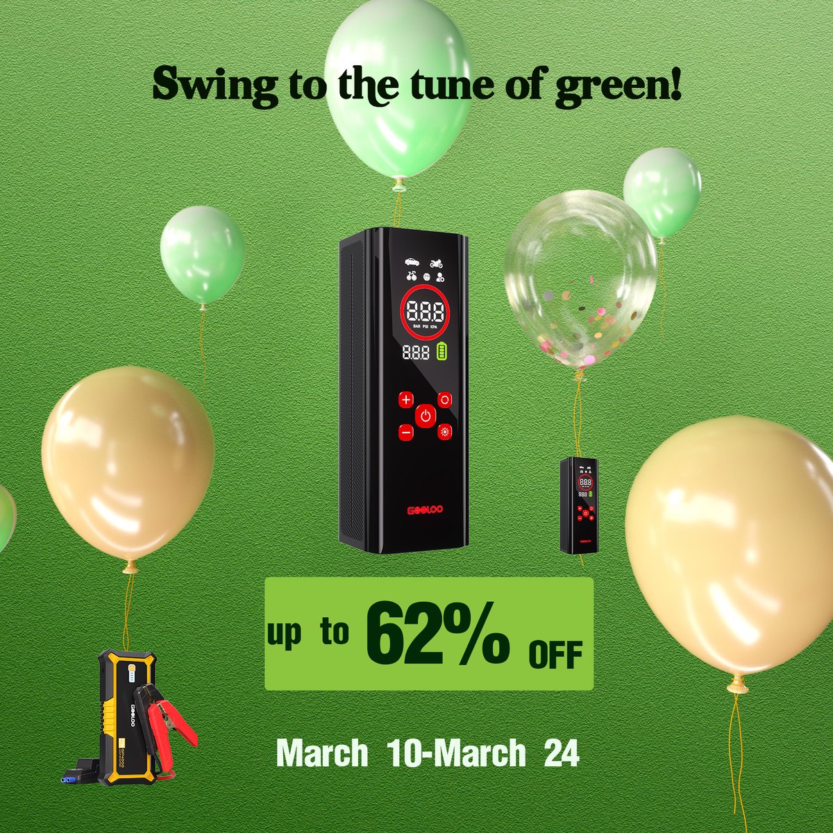 Gooloo_US's tweet photo. A pump is more precious than a pot of gold 🍯
This St. Patrick's Day, we're not looking for a can of gold, we're giving away the new AP150Pro! Follow and click the link https://t.co/Pwqiuc9gjy Comment “i want gooloo” to make your riding trip full of luck!

#car #giveaway #gooloo https://t.co/cbkPnYP0OL